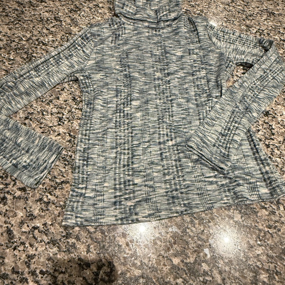 Knox Rose Gray and Blue Cowl Neck Sweater